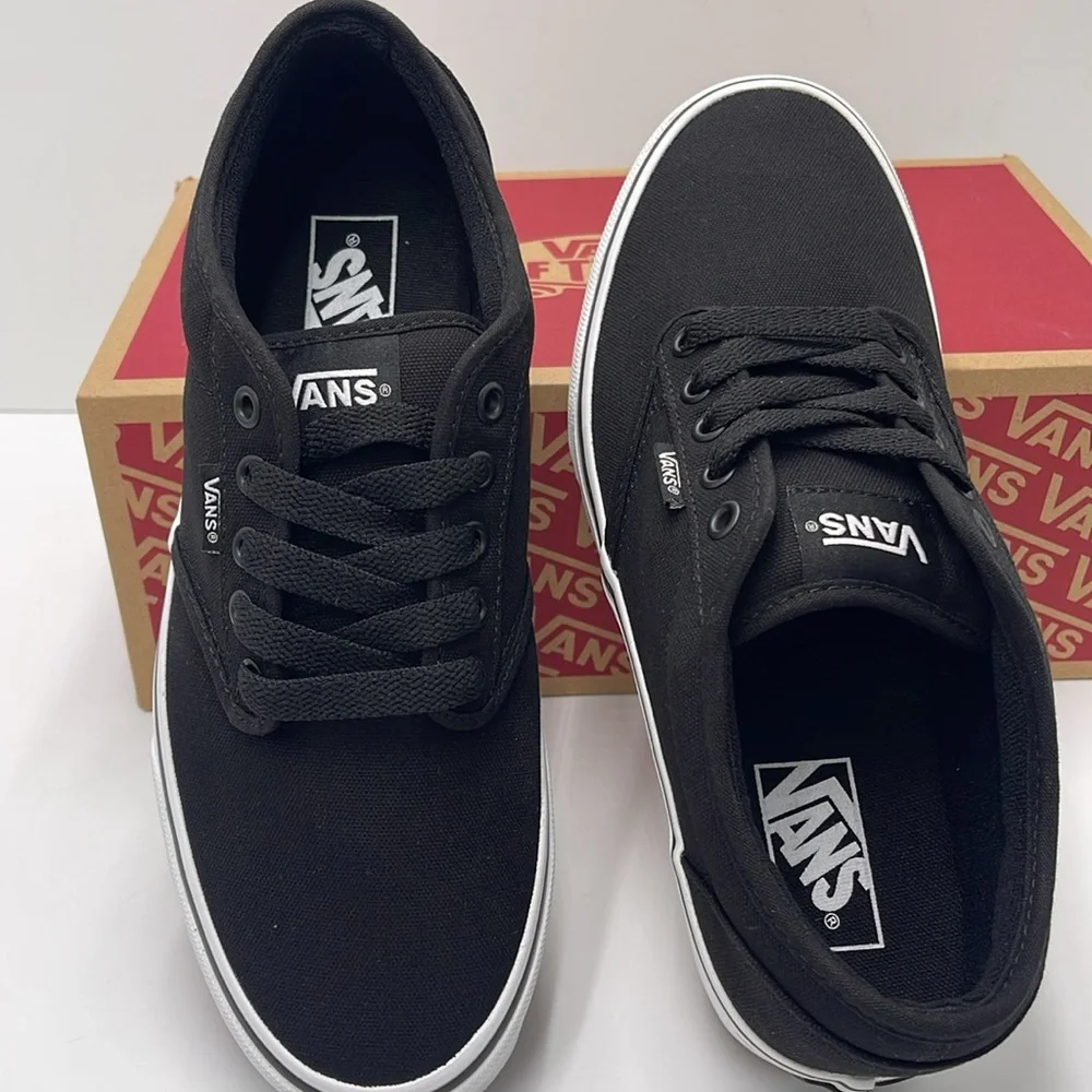 Vans Men’s Canvas Sneakers Classic Low-Top Design Atwood (Canvas) Black/White - Picture 12 of 16